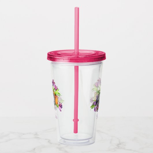 Verre En Acrylique Aquarelle Florale Lapin de Pâques lapin Personnali (Droite)