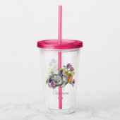 Verre En Acrylique Aquarelle Florale Lapin de Pâques lapin Personnali (Devant)