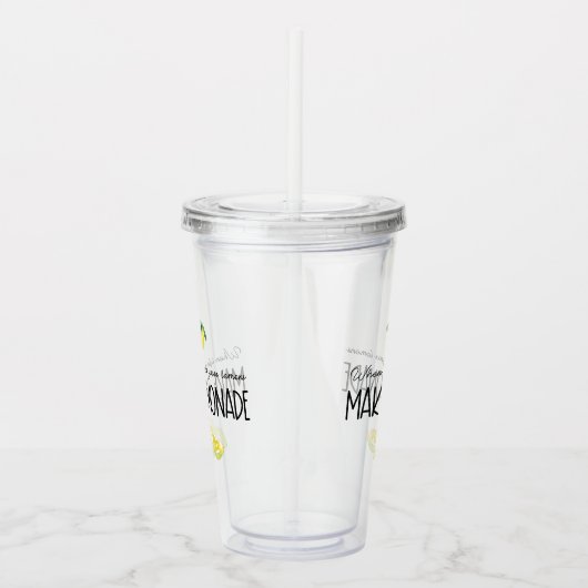 Verre En Acrylique Aquarelle Lemons Lemonade Life Citation (Droite)