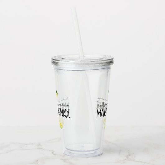 Verre En Acrylique Aquarelle Lemons Lemonade Life Citation (Gauche)