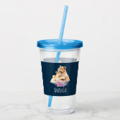 Verre En Acrylique Aquarelle mignonne Mère Lion & Cub (Dos)