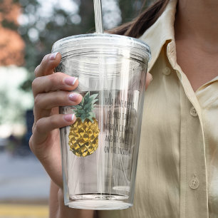 Verre En Acrylique Aquarelle moderne ananas et citation amusante posi