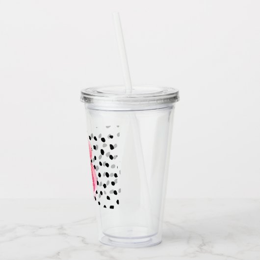 Verre En Acrylique Aquarelle rose exotique moderne Flamant rose & poi (Gauche)