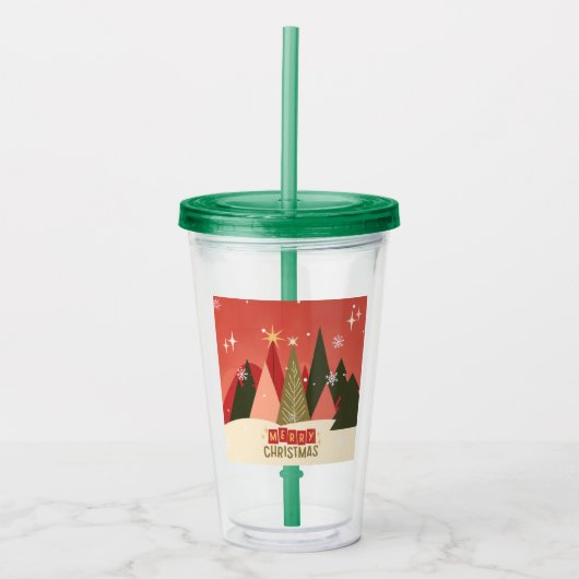 Verre En Acrylique Arbre de Noël rétro/Vintage (Devant)