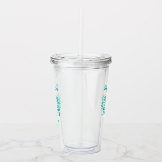 Verre En Acrylique Arbre vert turquoise d'aquarelle de bat mitzvah de (Droite)