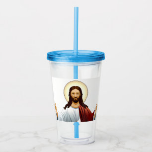 Verre En Acrylique Art d'intelligence artificielle de Jésus avec les