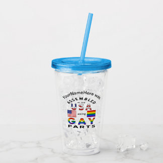 Verre En Acrylique Assemblé aux États-Unis, pièces gay, nom personnal