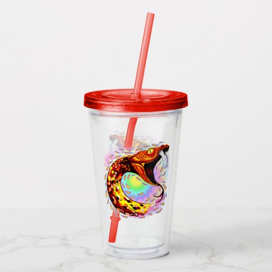 Verre En Acrylique Attaque de serpent Psychedelic Surreal Art (Dos)