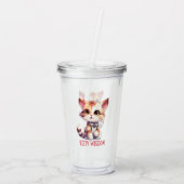 Verre En Acrylique Attitude Cat Insouciante - Conception Feline Joueu (Dos)