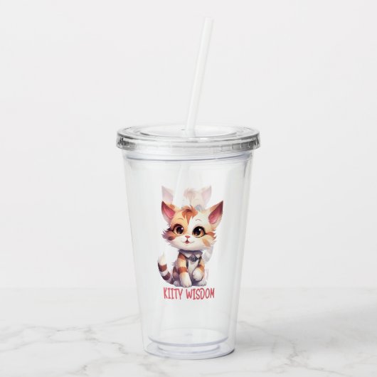 Verre En Acrylique Attitude Cat Insouciante - Conception Feline Joueu (Dos)