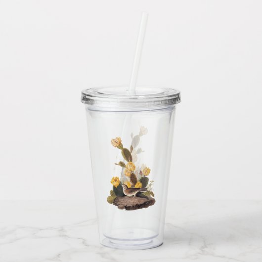Verre En Acrylique Audubon Vesper Sparrow et Prickly Pear Cactus (Dos)