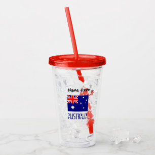 Verre En Acrylique Australie et Drapeau Australien Personnalisé