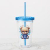 Verre En Acrylique Baby shower Bleu Teddy Bear (Devant)