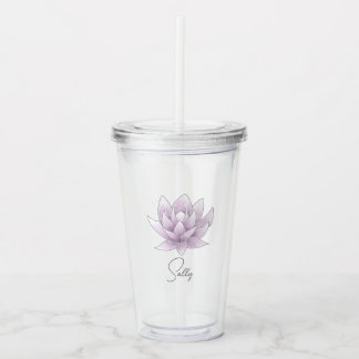 Verre En Acrylique Bachelorette Party Pink Lotus Nom personnalisé