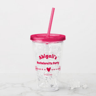 Verre En Acrylique Bachelorette rose chaud personnalisée / Fête des