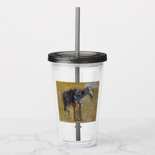 Verre En Acrylique Badlands américains : Vieux West Cowboy avec cheva (Devant)