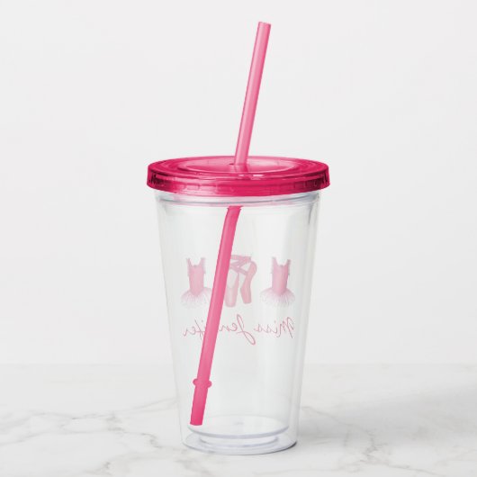 Verre En Acrylique Ballerina Danse Ballet Rose Tutu Toe Chaussures En (Dos)