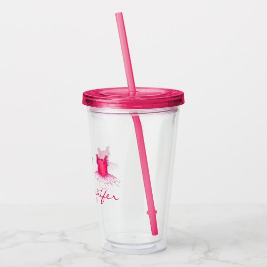 Verre En Acrylique Ballerina Danse Ballet Rose Tutu Toe Chaussures En (Gauche)