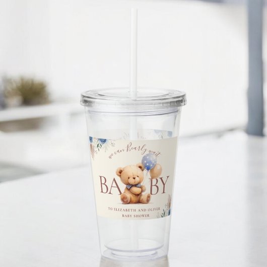 Verre En Acrylique Ballons d'ours en peluche mignon Boho bleu Rose Fl