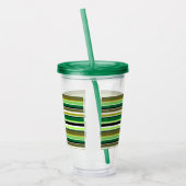 Verre En Acrylique Bandes blanches vert mignonne (Gauche)