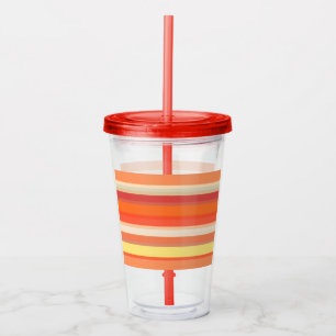 Verre En Acrylique Bandes rouges mignonnes orange