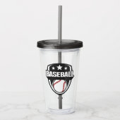 Verre En Acrylique Baseball de texte et de couleur personnalisés (Devant)