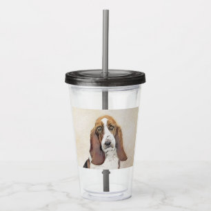 Verre En Acrylique Basset Hound Peinture - Cute Original Chien Art