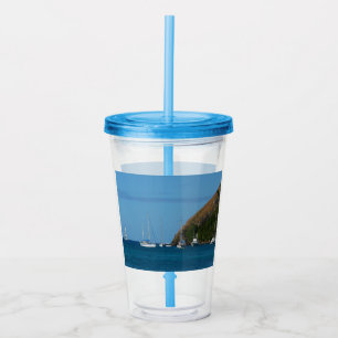 Verre En Acrylique Bateaux à voile dans la baie Blancs et Bleus Nauti