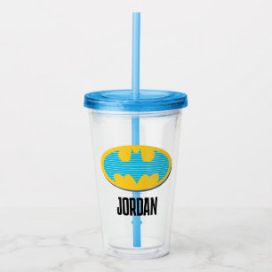 Verre En Acrylique Batman Symbole Cyan Stripes