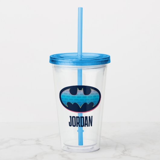Verre En Acrylique Batman | Symbole rose et bleu (Devant)