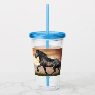 Verre En Acrylique Beau Cheval Noir