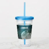 Verre En Acrylique Beau loup gris dans une forêt foncée (Devant)