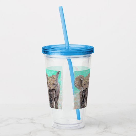 Verre En Acrylique Bébé Eléphant peinture (Gauche)