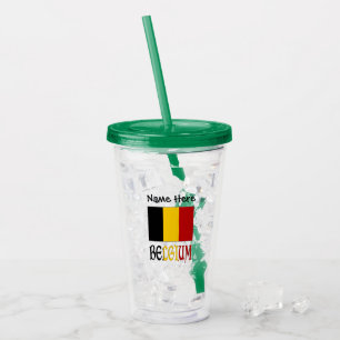 Verre En Acrylique Belgique et Drapeau Belge Personnalisés