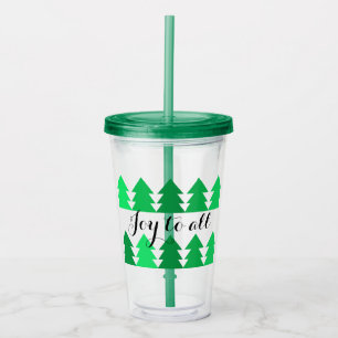 Verre En Acrylique Belles rangées d'arbres de Noël verts Joie à tous