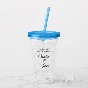 Verre En Acrylique Bienvenue à notre mariage Ajouter un nom