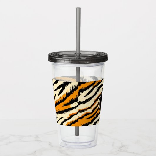 Verre En Acrylique Black and Orange Tiger Stripes Monogram (Droite)