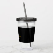 Verre En Acrylique Black Gold Modern Script Girl Monogramme Nom (Gauche)