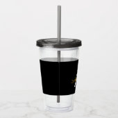 Verre En Acrylique Black Gold Modern Script Girl Monogramme Nom (Droite)
