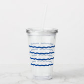 Verre En Acrylique Bleu blanc ondes rayures motif nautique clair (Dos)