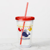 Verre En Acrylique Bleu bleu jaune rouge baleine blanche (Dos)