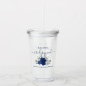 Verre En Acrylique Bleu Boho Chic Roses Élégant Mariage Bridesmaid (Devant)