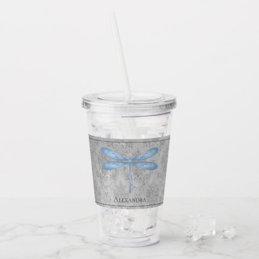 Verre En Acrylique Bleu Dragonfly Damas (Devant glace)