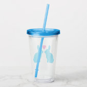 Verre En Acrylique Bleu et lapin rose en amour Illustration (Dos)