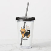 Verre En Acrylique Bleu Et Tan Australian Terrier Dog & Nom (Dos)