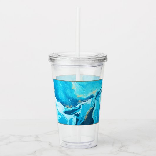 Verre En Acrylique Bleu Marbre look Tumbler acrylique (Devant)