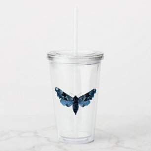 Verre En Acrylique Bleu marine vintage papillon de nuit