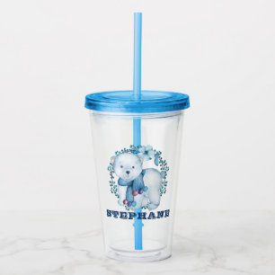Verre En Acrylique Bleu mignon Ours polaire