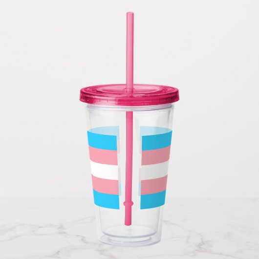 Verre En Acrylique Bleu rose rayures Drapeau trans (Droite)