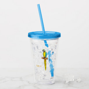 Verre En Acrylique Blue-and-yellow macaw bird cartoon illustration